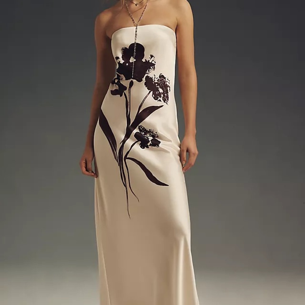 NWT Anthropologie The Fleur Strapless Satin Maxi Slip Dress